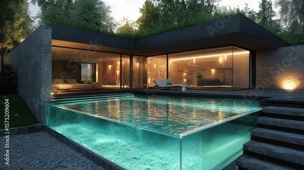 Obraz Modern glass bottom pool house