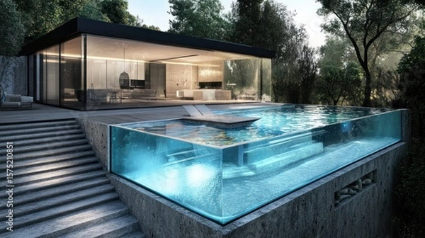 Obraz Modern Glass-Bottom Pool Home