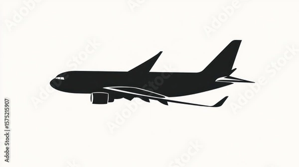 Fototapeta Silhouette of a large passenger jet against a white background