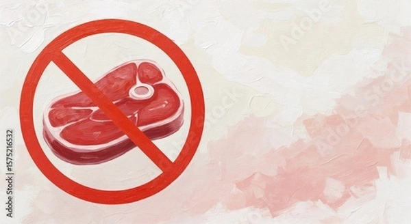 Fototapeta No meat symbol with a red circle and slash on abstract background  