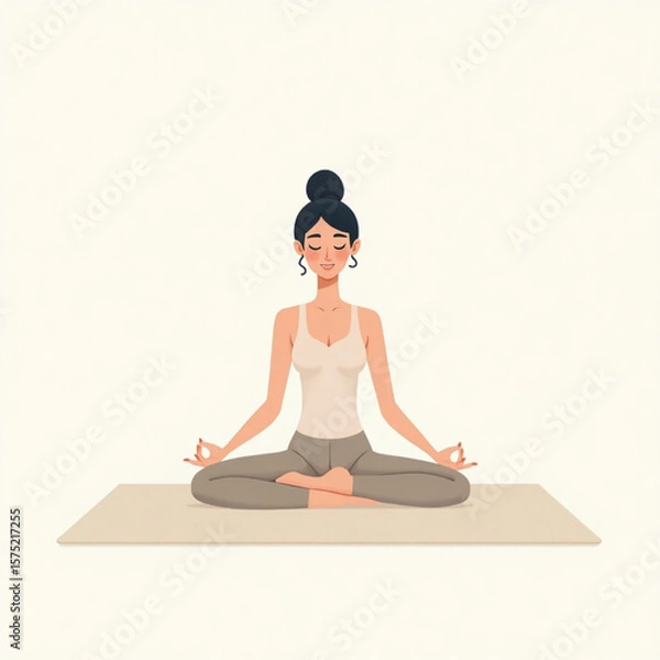 Fototapeta Zenful Serenity: A woman embodies peace and mindfulness as she practices yoga, radiating tranquility in a state of perfect balance.