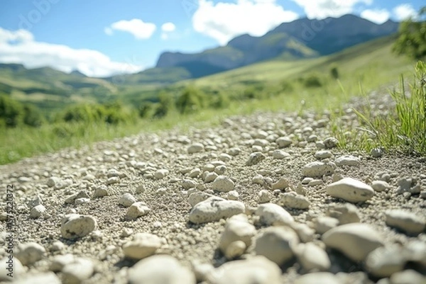 Fototapeta Serene Landscape with Stones on a Pathway and Lush Greenery
