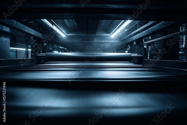 Fototapeta Manufacturing Process in Action Industrial Setting Machinery Dark Environment Close-Up View Technology Insights