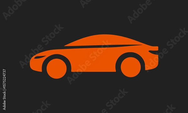 Obraz Stylized orange sports car silhouette on a dark gray background ai generated