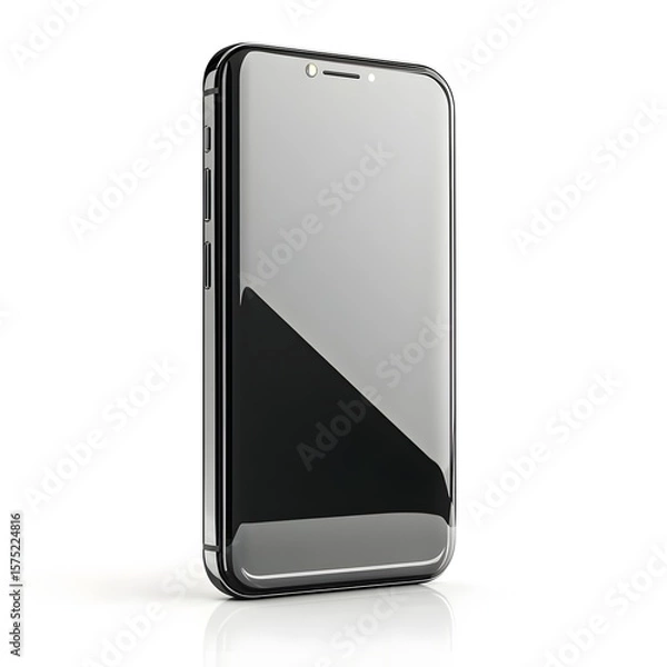 Fototapeta Sleek Smartphone on Pure White Background for Graphic Design and Advertising