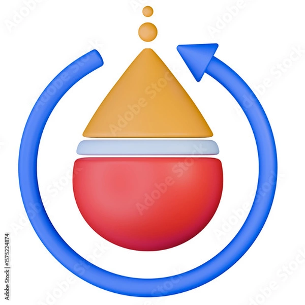 Fototapeta Blood centrifugation 3d icon with separated blood components including plasma, buffy coat and red blood cells layer and circular arrow.