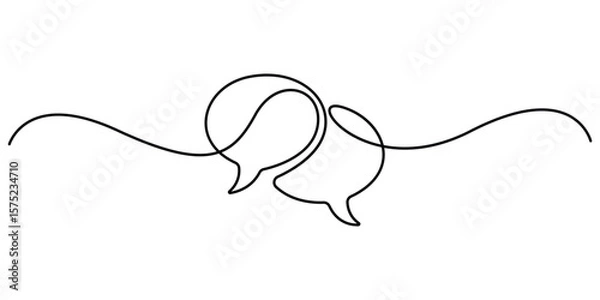 Obraz Speech bubbles continuous one line drawing, Empty speech minimalist simple linear style vector illustration