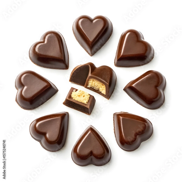 Fototapeta Watercolor bite marks in chocolate shapes arranged playfully