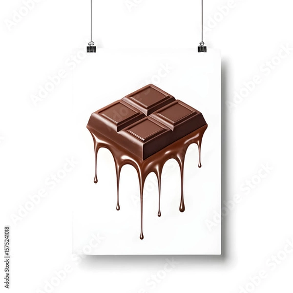 Fototapeta Watercolor minimalist chocolate poster with dripping effect