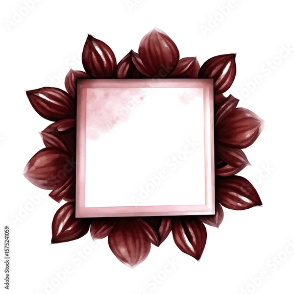Fototapeta Watercolor square frame border with chocolate elements