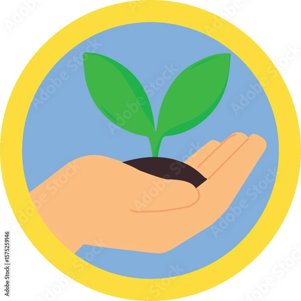 Obraz Hand Holding Soil and Tree – Support Reforestation and Green Growth