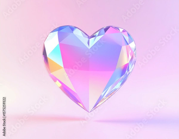 Fototapeta Glassmorphism Crystal Heart Logo with Transparent 3D Effect
