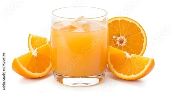 Obraz Fresh Orange Juice with Ice and Sliced Oranges
Refreshing Glass of Orange Juice with Citrus Slices
Vibrant Orange Juice with Ice Cubes and Orange Wedges