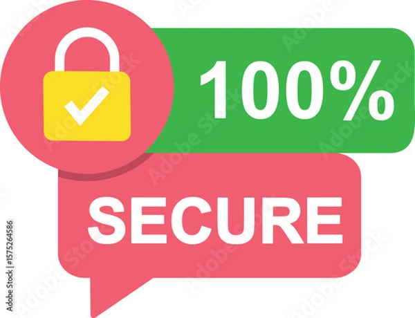 Fototapeta Secure 100% Guarantee Badge – Vector Seal for Trust, Quality Assurance, Customer Satisfaction, and Safe Purchase Certifications