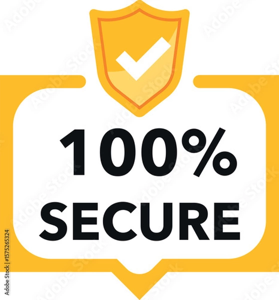 Fototapeta 100% Secure Badge Banner – Safety Guarantee Icon for Web and Payment Security