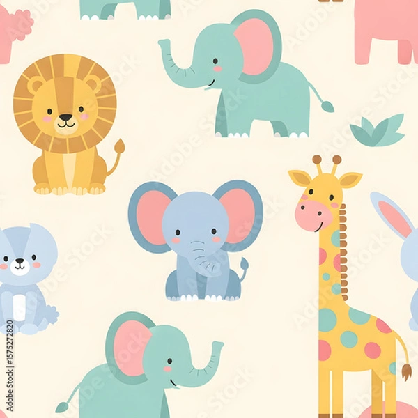 Fototapeta seamless pattern with elephants