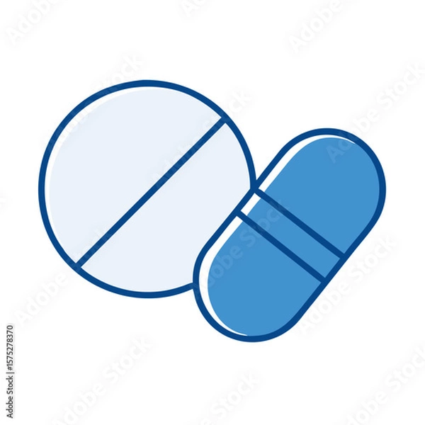 Obraz Round and capsule pills in blue color 
