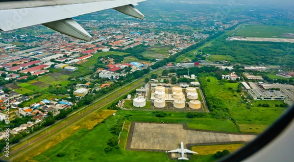 Fototapeta beautiful view of rice fields from the sky, Jambi, Indonesia