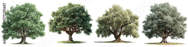 Fototapeta Beautiful Elm Tree Illustration on White Background with Vibrant Colors and Clear Details