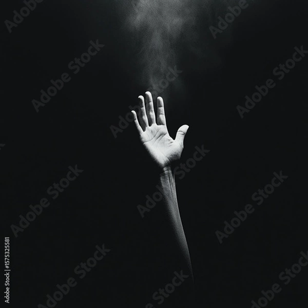 Fototapeta Reaching for Light in the Darkness: Symbolic Image of Psychosis and Recovery
