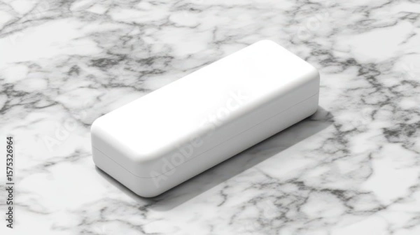 Fototapeta Blank white rectangular box on a marble surface.