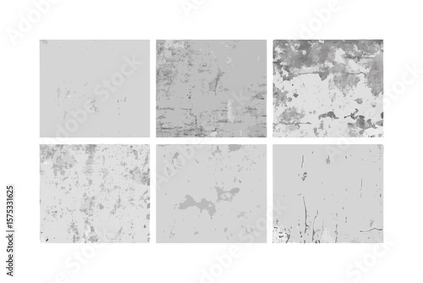 Fototapeta Collection of six abstract grayscale textured backgrounds with varying degrees of grunge and distressed patterns