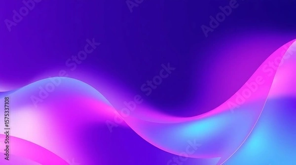 Fototapeta Colorful 3D rendering of modern abstract shapes in smooth purple and pink tones, futuristic gradient background ideal for branding, banners, websites, or visual presentations