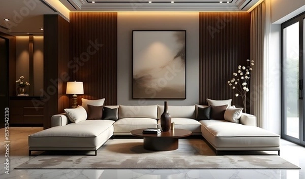 Fototapeta Trendy Interior Design for Living Room with Modern Sofa