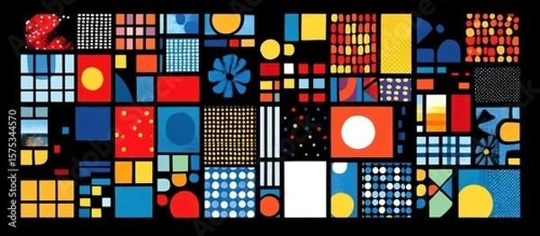 Fototapeta Colorful abstract geometric mosaic art; design background