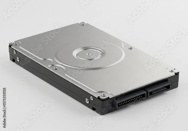 Fototapeta 精密なハードディスク 銀色光沢 上面撮影