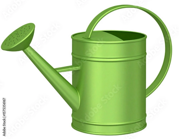 Fototapeta PNG Green metal watering can white background container flowerpot.  
