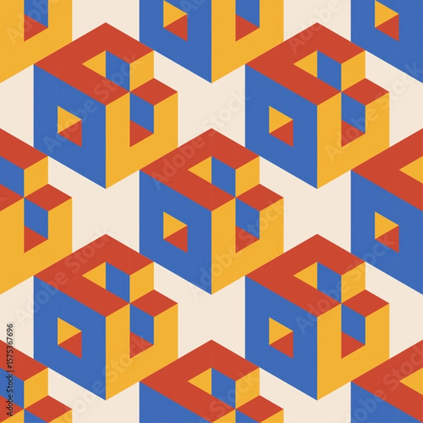 Fototapeta Trendy minimalist seamless pattern with abstract creative geometric composition