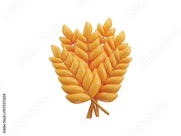 Fototapeta Wheat ear icon 3d render concept of Autumn farm harvest of barley with grain icon vector illustration