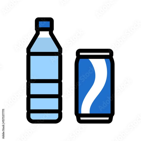 Fototapeta ペットボトル、缶ジュースのシンプルなベクターアイコン素材