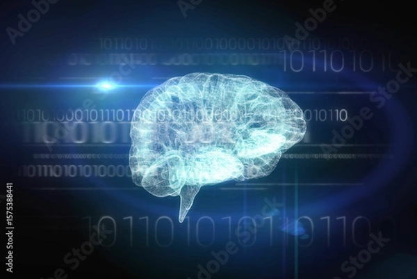 Obraz Brain interface in black and blue