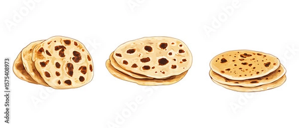 Fototapeta Pack Collection Delicious Flatbreads A Culinary Delight set against transparent background