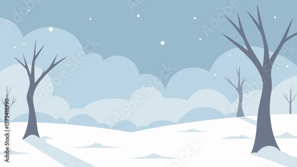 Fototapeta Serene Winter Landscape Snowy Trees and a Calm Sky