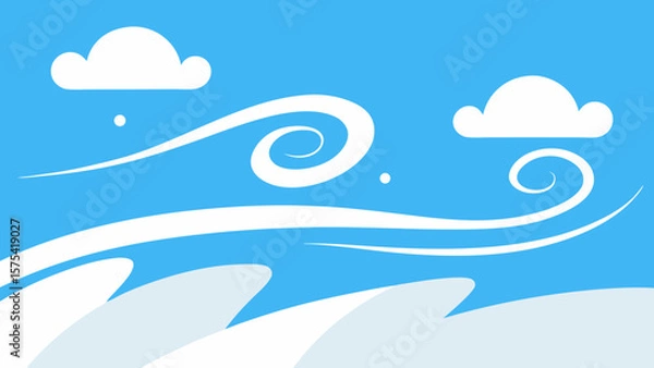 Fototapeta Whimsical Windy Day Abstract Illustration of Clouds and Swirling Wind