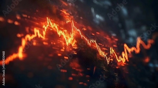 Obraz Intensely dynamic  market chart with blazing orange lines.
