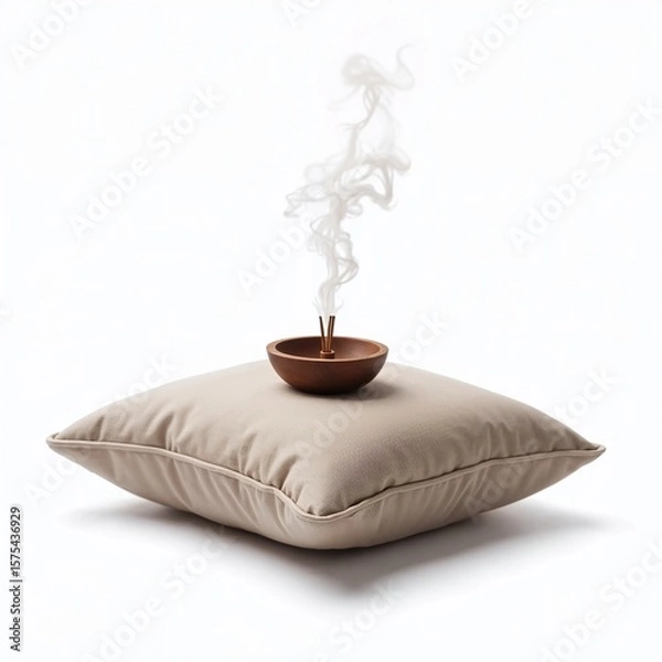 Fototapeta  Meditation kit - a stand with incense sticks on a pillow.