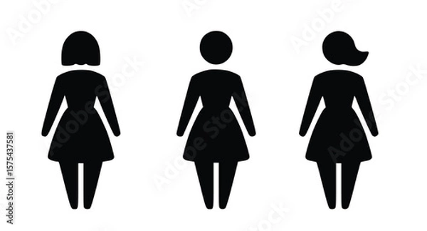 Fototapeta Diverse woman icons showcase gender representation, equality, and the power of female identity in a simple black and white design, silhouette