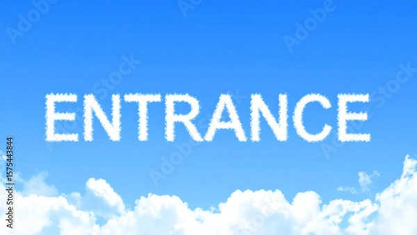 Obraz Entrance Text in Puffy Cloud Style – Soft, Fluffy White Letters with Realistic Airy Texture on Transparent Background