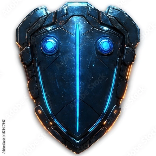 Obraz Dark futuristic shield with glowing details.