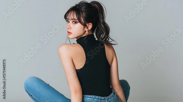 Obraz 美女, 女性, 美しい, 顔, モデル, 日本, 韓国, 中国, アジア, カフェ, ファッション, 