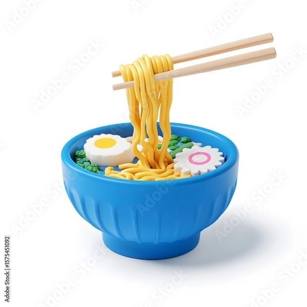 Obraz A bowl of ramen noodles with chopsticks.