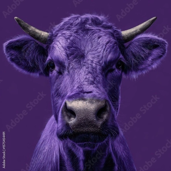 Fototapeta Purple Cow Fantasy: A Surreal and Playful Whimsical Farm Artistry in Vivid Colors