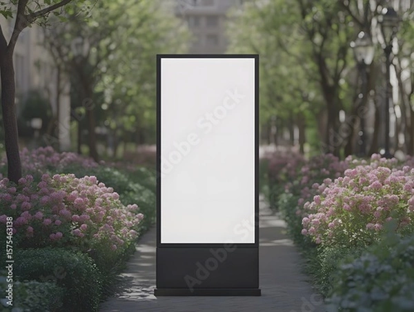 Obraz Blank billboard in a landscaped urban setting.