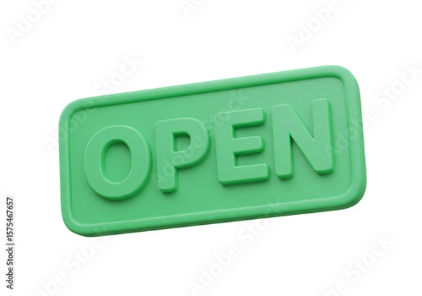 Fototapeta A Close Up of a Green Open Sign on Transparent Background for Business Advertisement