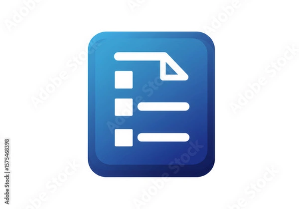 Fototapeta Blue Gradient Document Icon Featuring Checklist Graphic Elements on Transparent Background