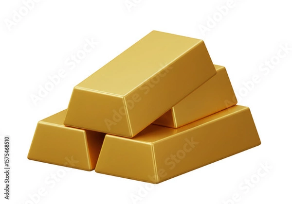 Fototapeta Stack of Shiny Gold Ingots Symbolizing Wealth on a Transparent Background